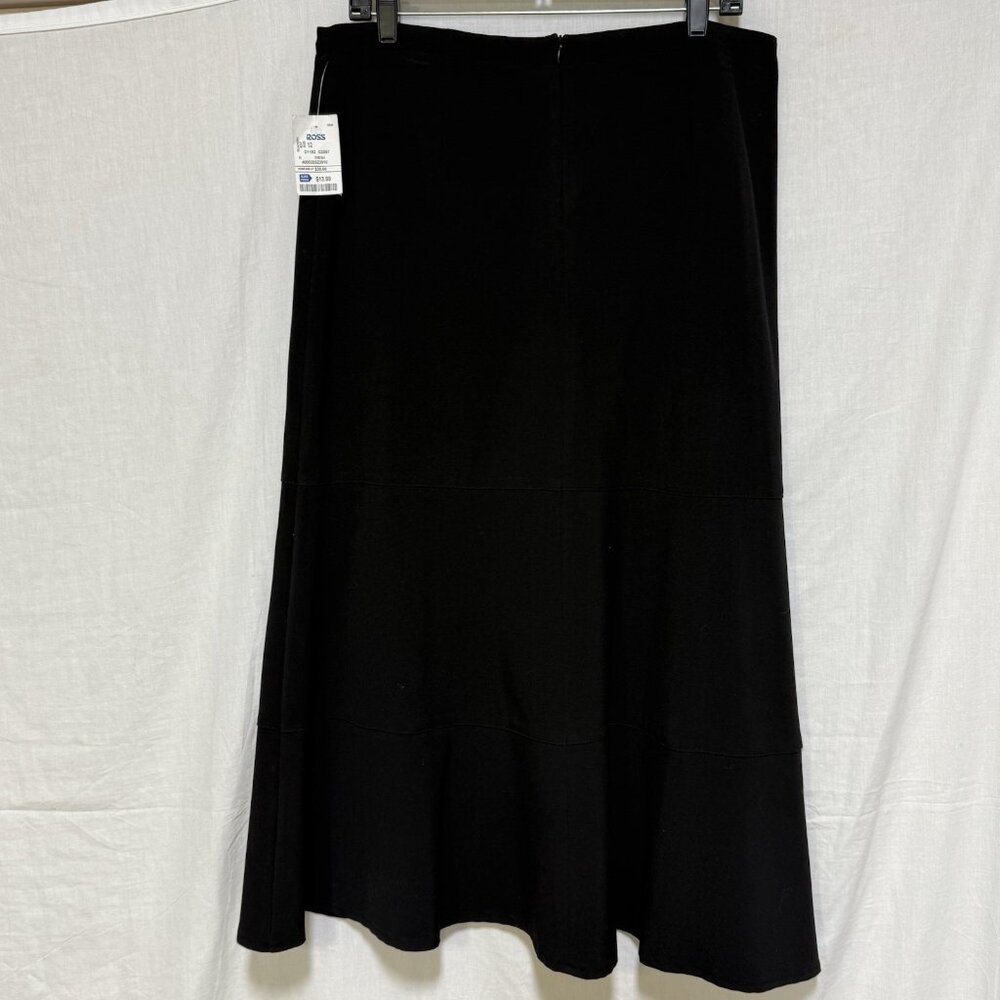 First Option Womens Size 12 Skirt Black A-Line Maxi Waist Tie Stretchy NWT NEW - Picture 2 of 7